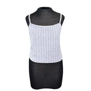 Womens Shein Ribbed Knit Tank Top XL Light Blue